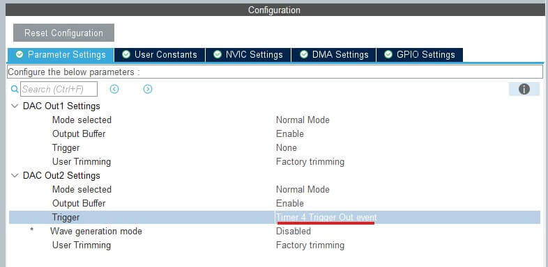 STM32 DAC Trigger enable