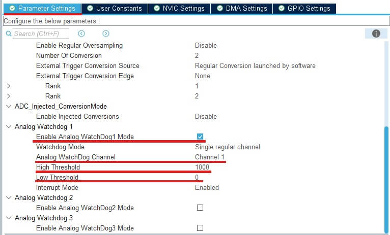 stm32 analog watchdog configuration