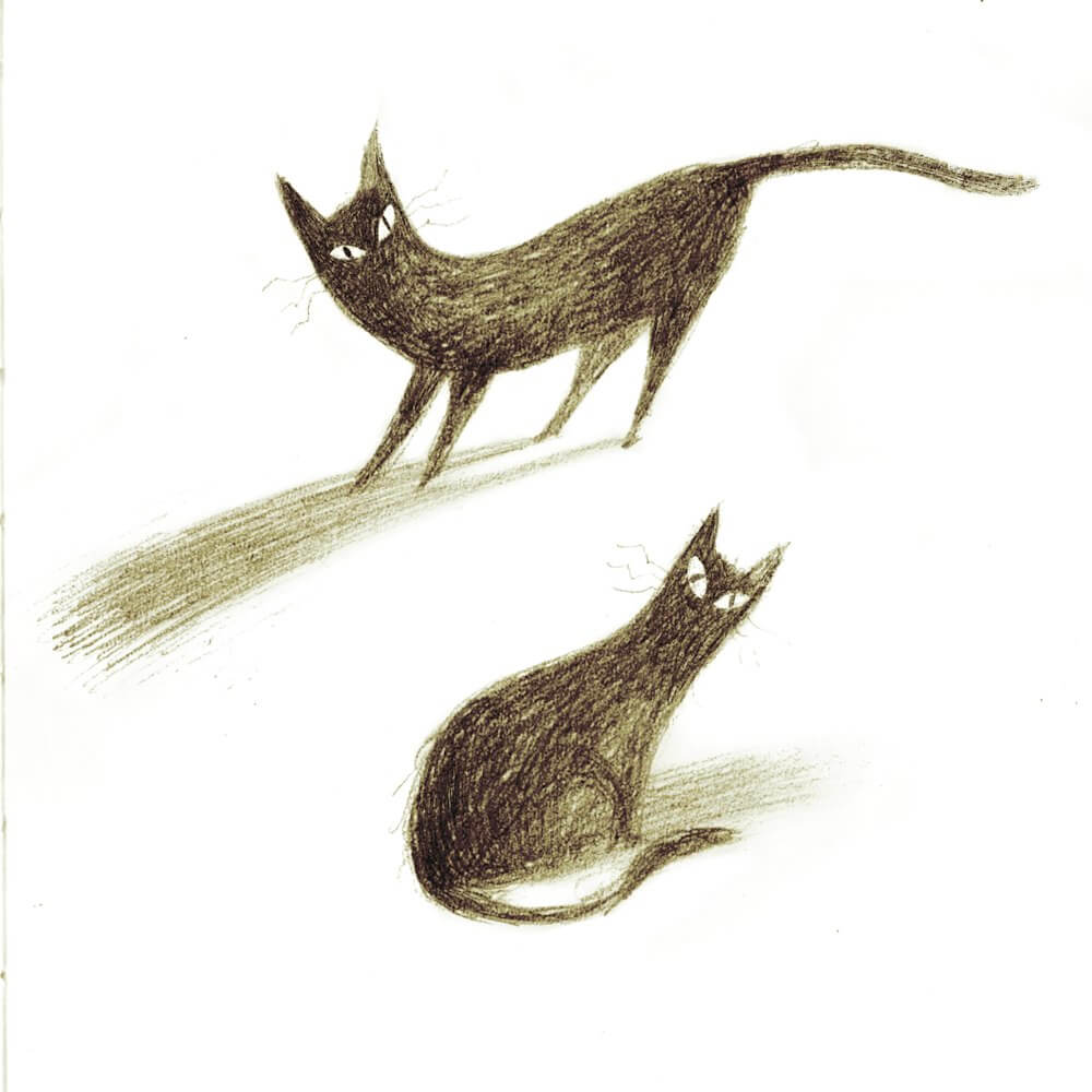 two sepia toned cats—Nik Henderson Illustration