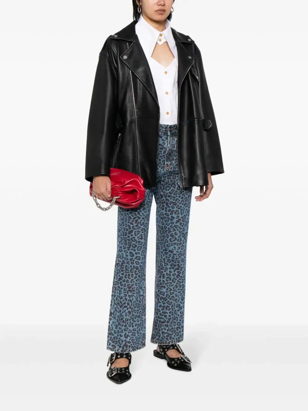 Molly Goddard Dorianna Leopard Print Jeans