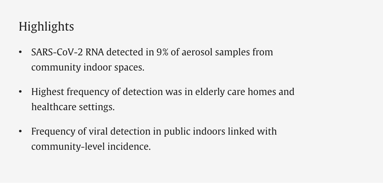 SARS-CoV-2 detection in aerosol from community indoor environments