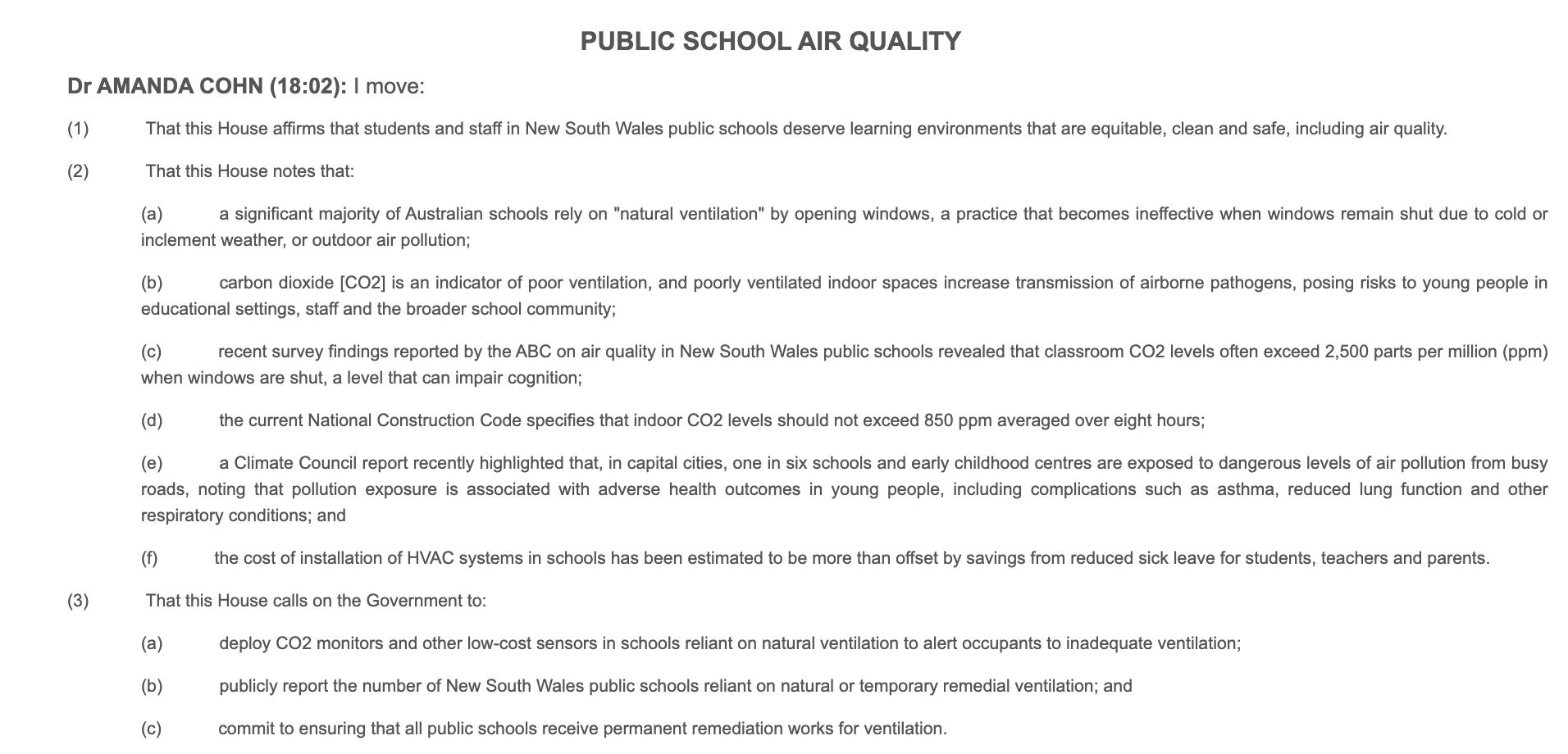 Public School Air Quality - Dr Amanda Cohn 20.11.2024