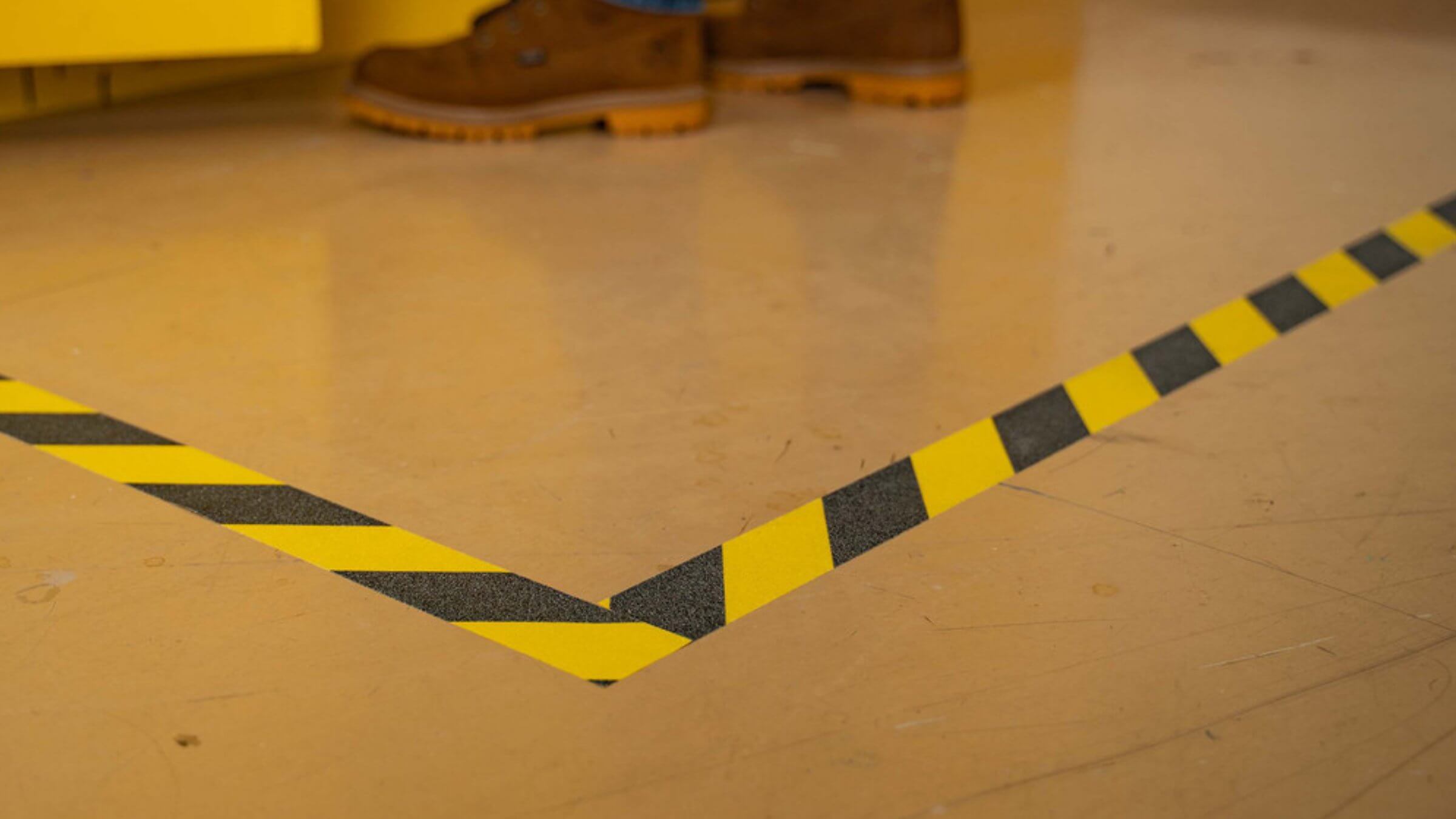 Mighty Line floor tape installed in an organizational establishment