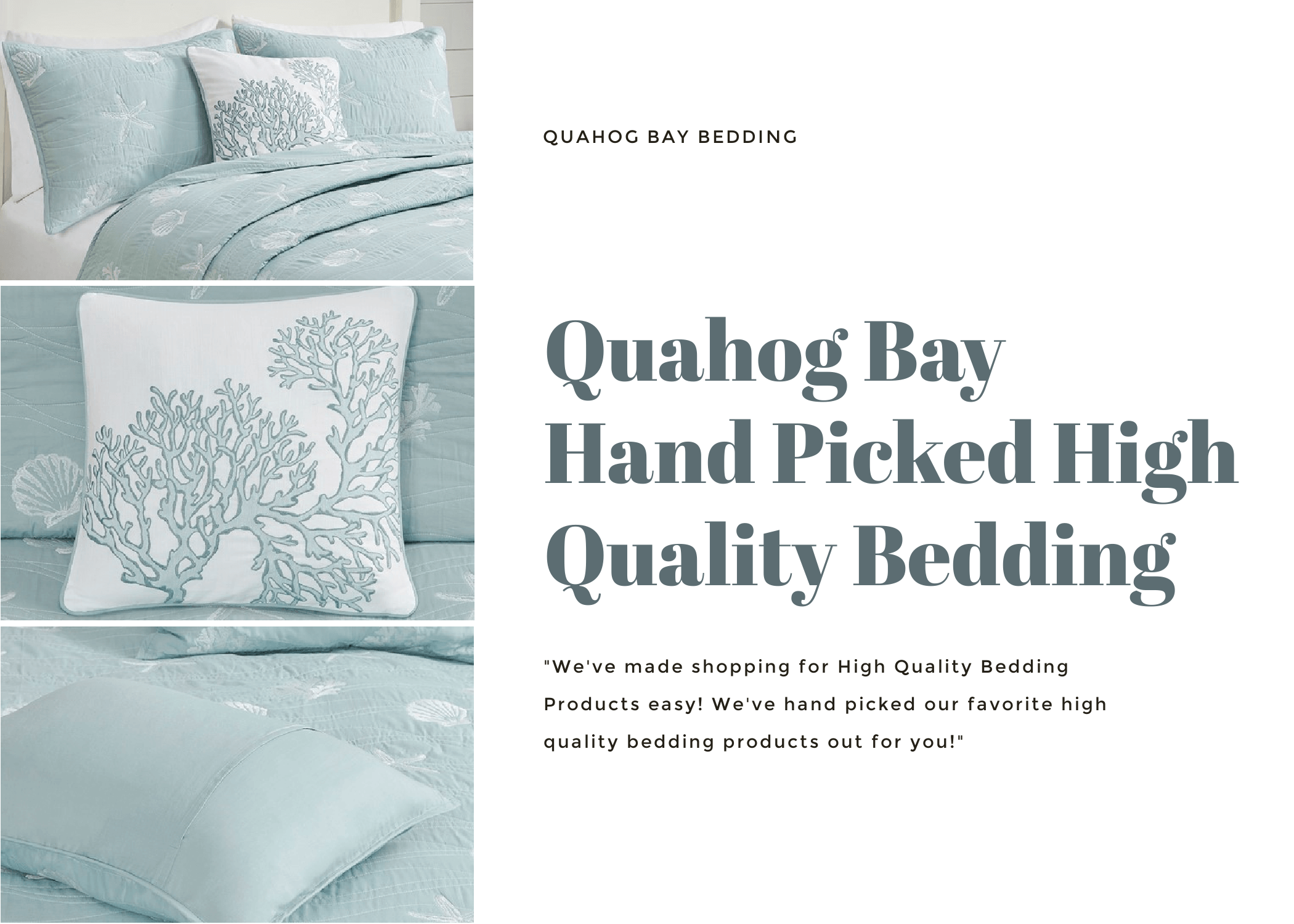 Quahog Bay Hand Picked: Harbor House Seaside Coastal 100% Cotton Aqua 4PC Quilt Set