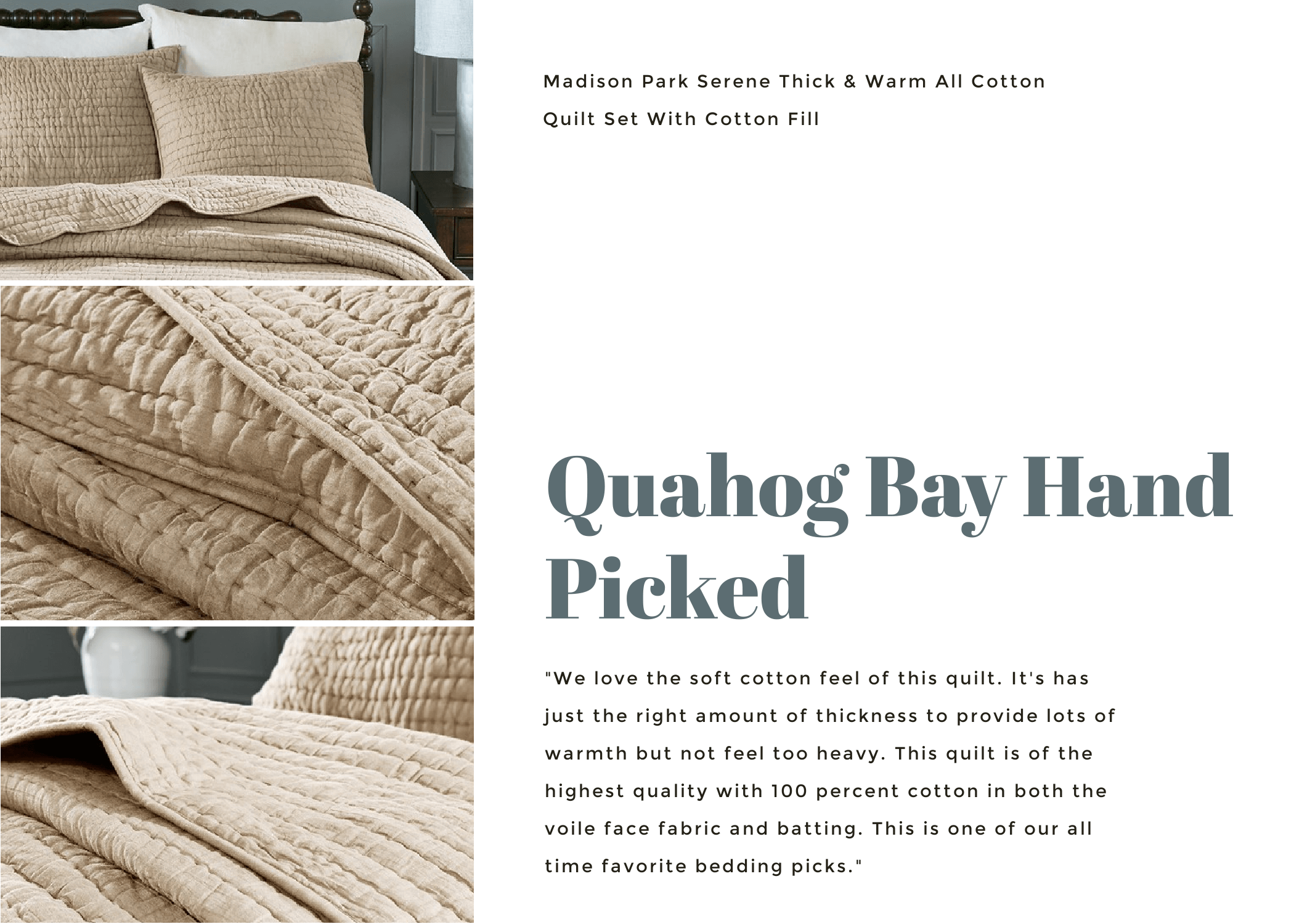 Quahog Bay Hand Picked: Madison Park Serene All Cotton Quilt Set