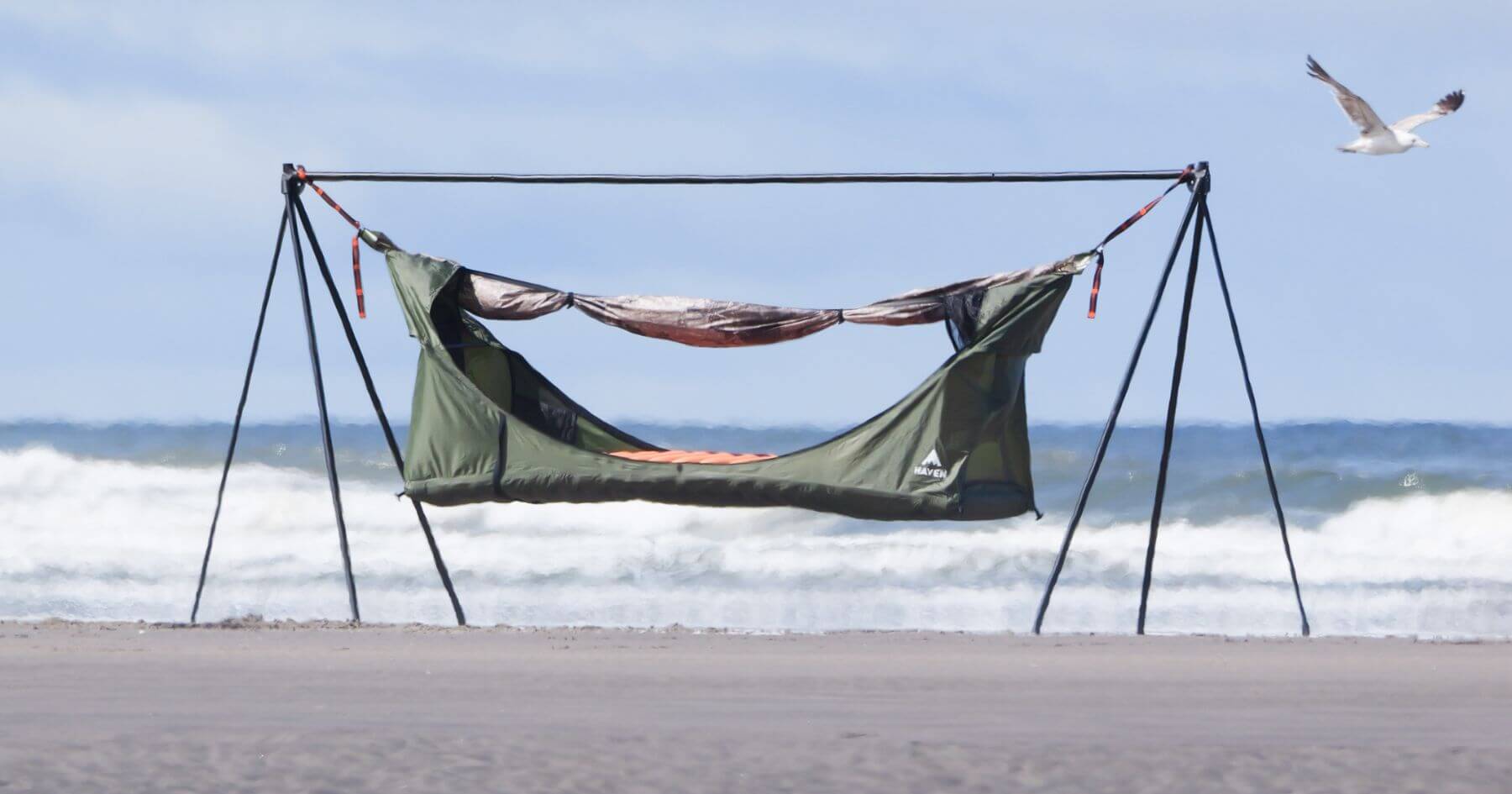Haven Stand by YOBOGear on the beach with gull