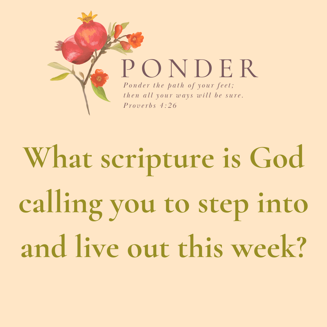 Ponder: What scripture is God calling you to step into and live out this week?