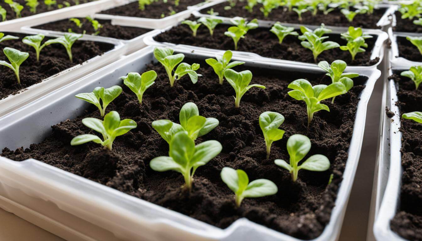 Seedlings of Tomatoes, Brussels Sprouts, and Sweet Peppers