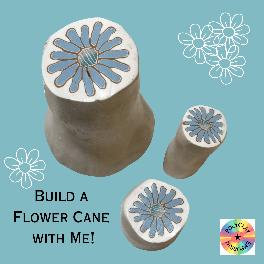 Polymer Clay Blue & Gold Flower Cane Tutorial