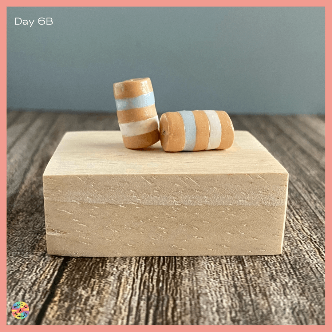 Polymer clay caramel and blue stripes