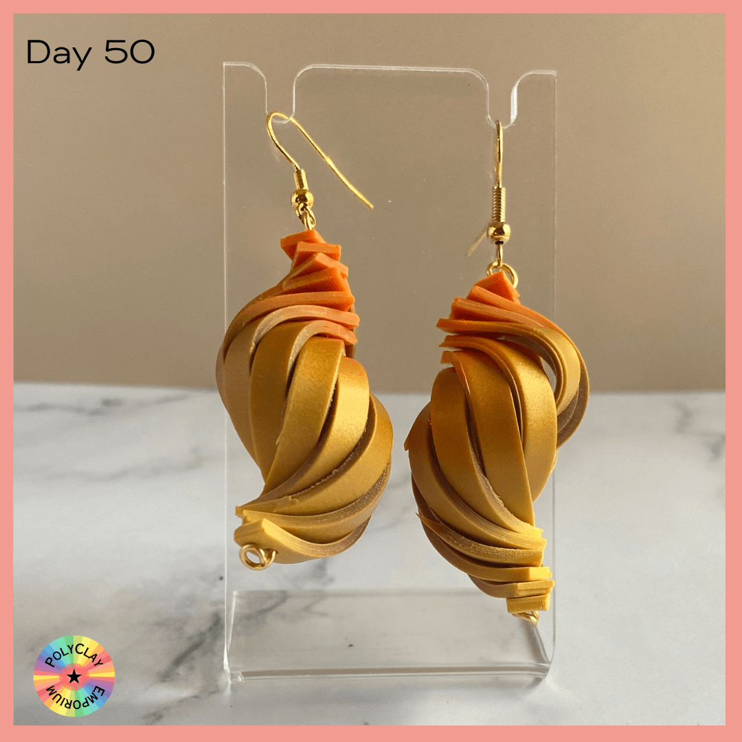 Third version of Carol Blackburn's spiral shell earrings.