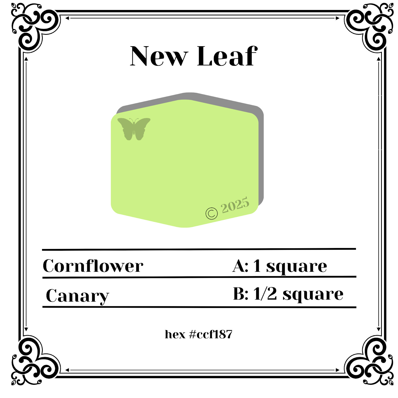 The recipe for mixing the polymer clay color New Leaf