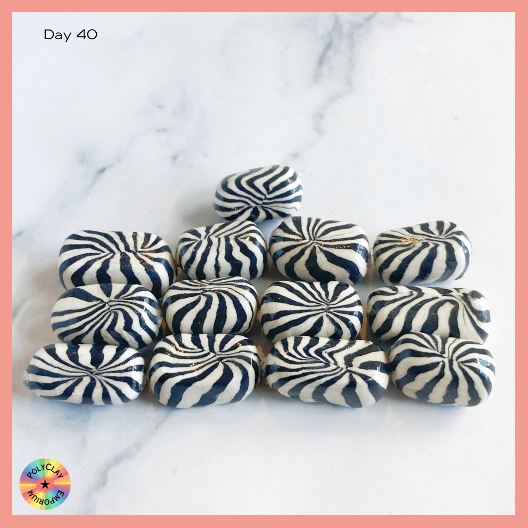 Polymer Clay Beads Black & White Fiesta