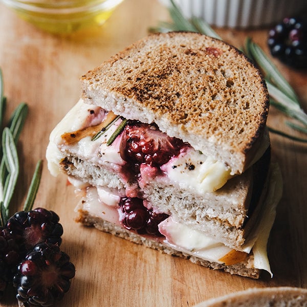 Rosemary Blackberry Pear Brie Grilled Sandwich