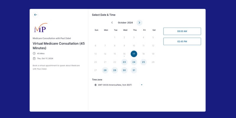 calendar scheduling interface