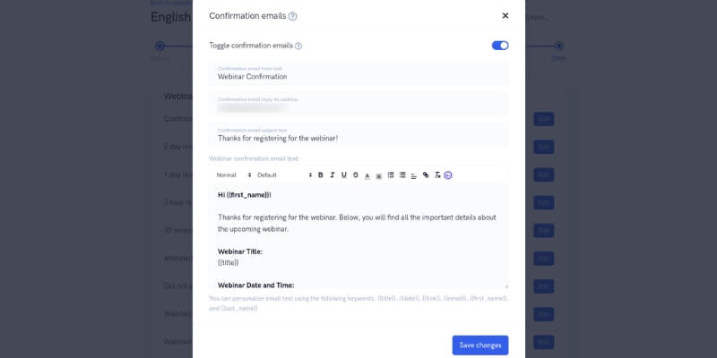 webinar confirmation email