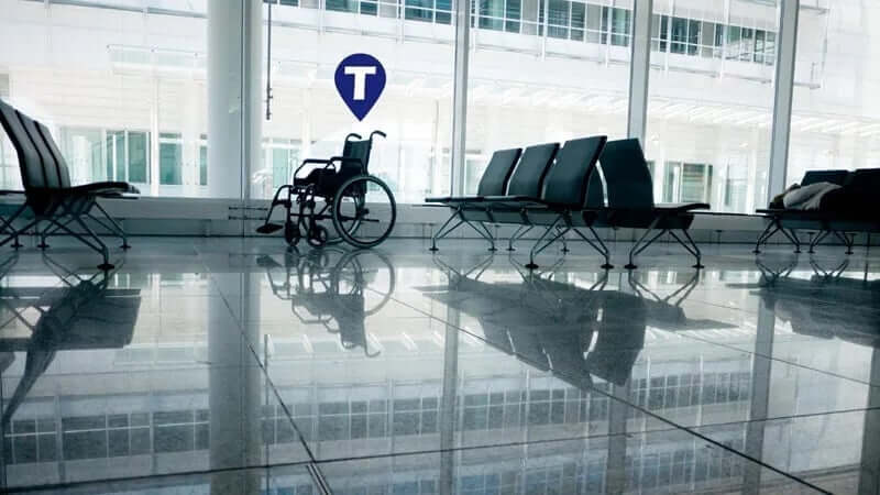 Indoor tracking a wheelchair's location by Trackem in an airport