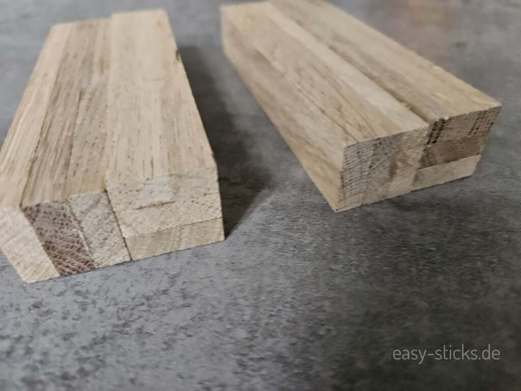 versetztes Kleben der dicken Sticks