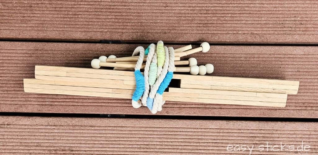 DIY Ringwurfspiel platzsparend auseinander gebaut