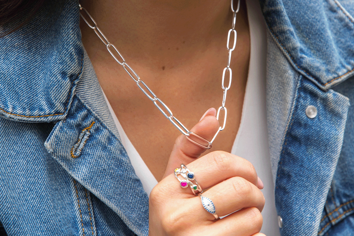 Silver paperclip chain dainty