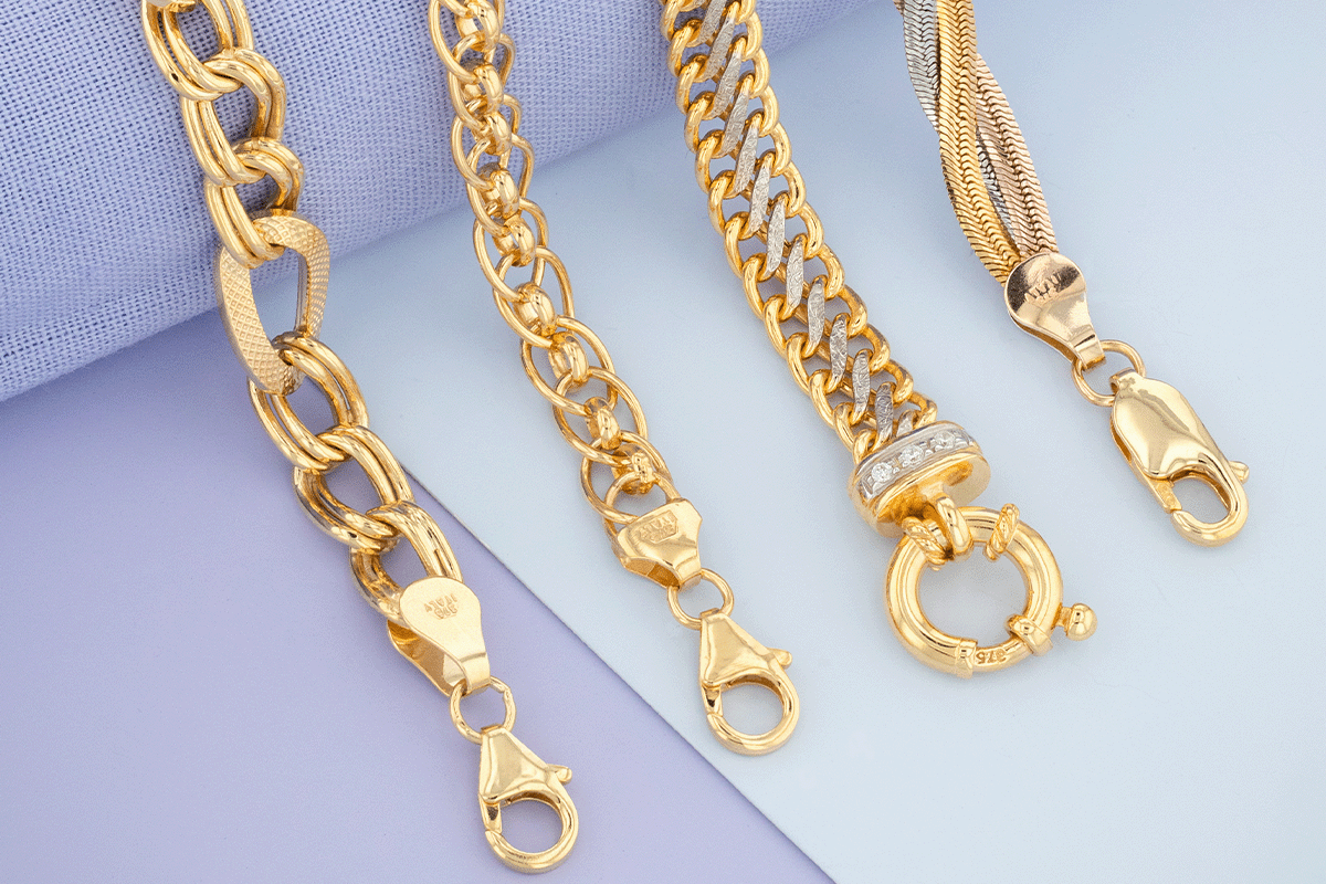 Gold chain jewellery different styles 