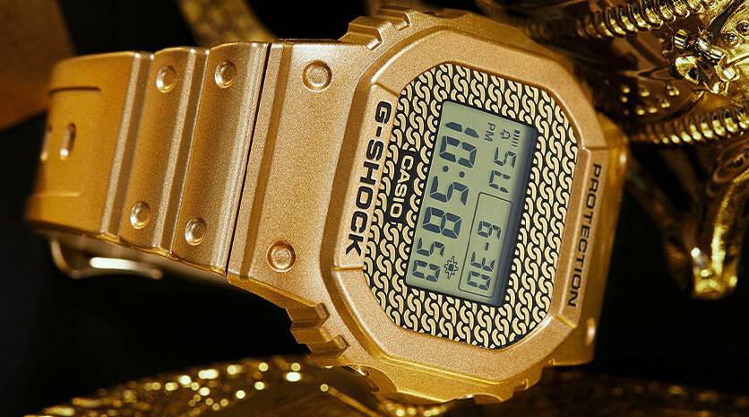 Step Up Your Street Style Game With The New G-Shock DWE5600HG-1 Gold Chain Watch