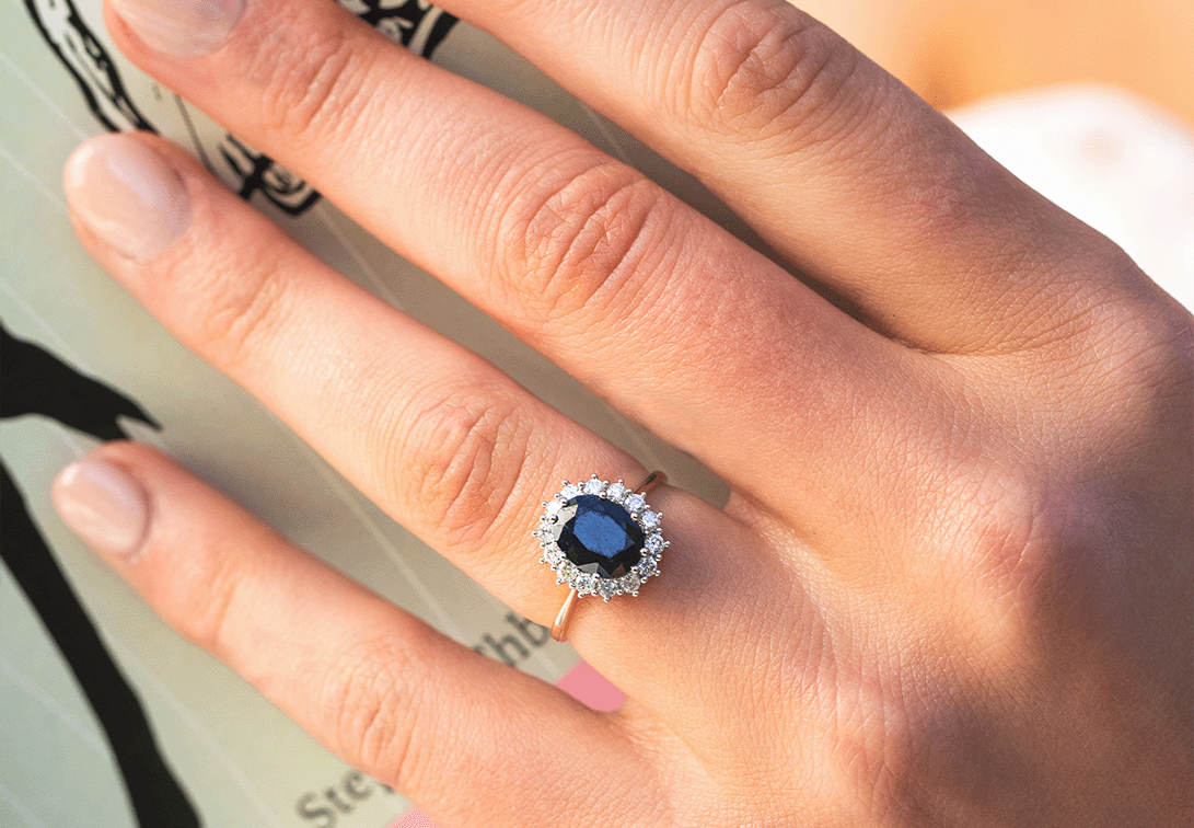 Vintage Art Deco Yellow Gold Round Cut Montana Blue Sapphire Engagement Ring  from Black Diamonds New York