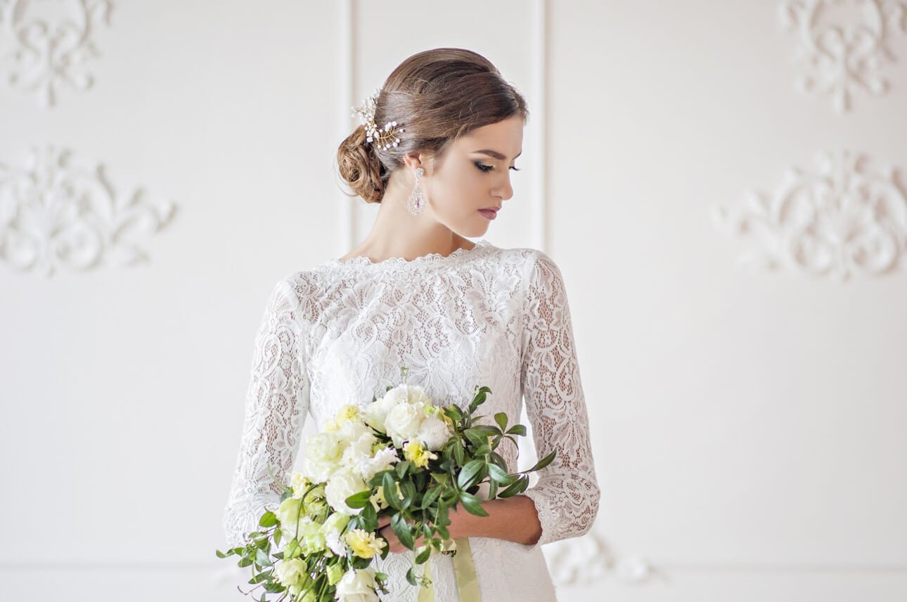 Sheath Sleeveless Long Beaded High Neck Lace Wedding Dress With Waist  Jewellery - UCenter Dress