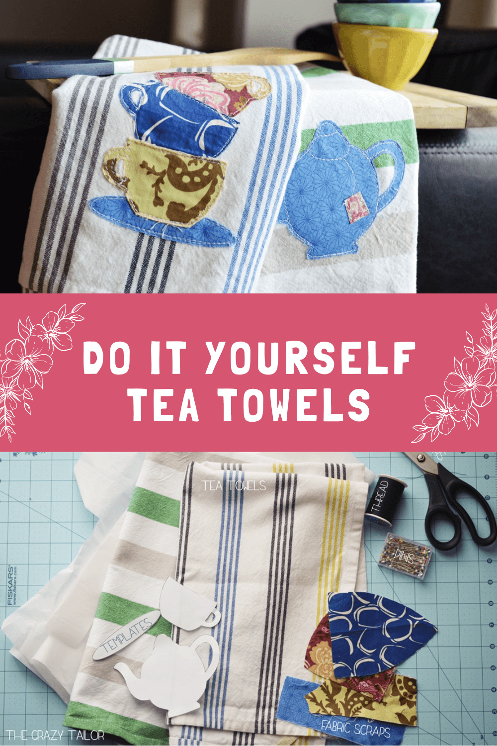 Half-Handmade Appliqued DIY Tea Towels
