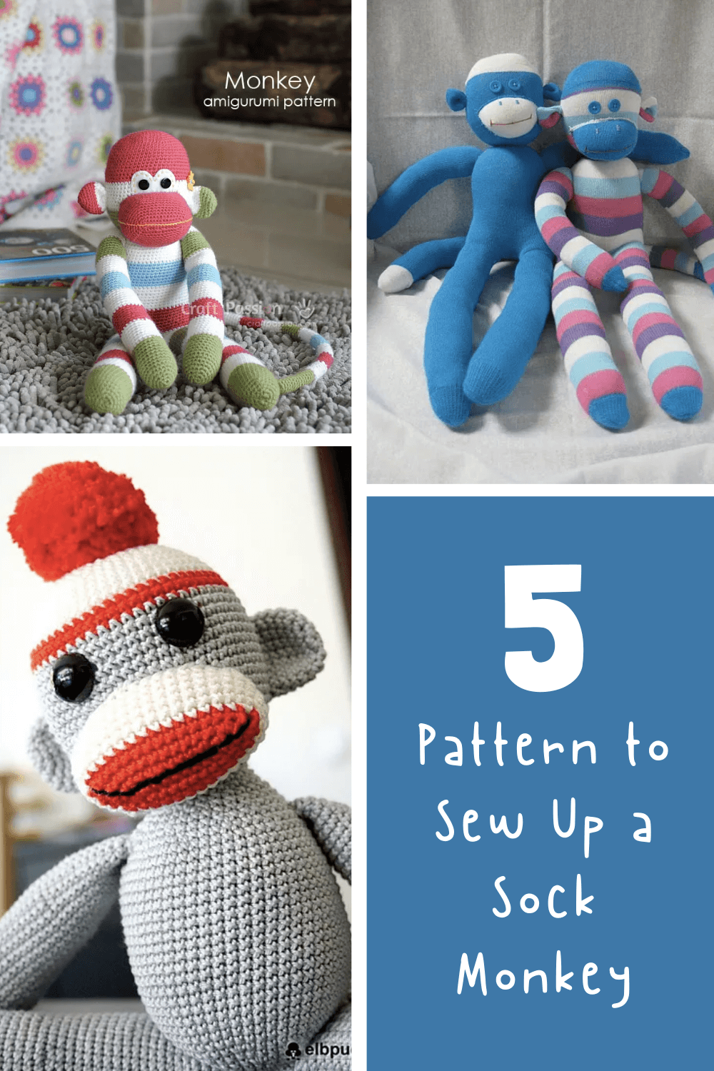 Free Sock Monkey Pattern | 5 Pattern to Sew Up a Sock Monkey