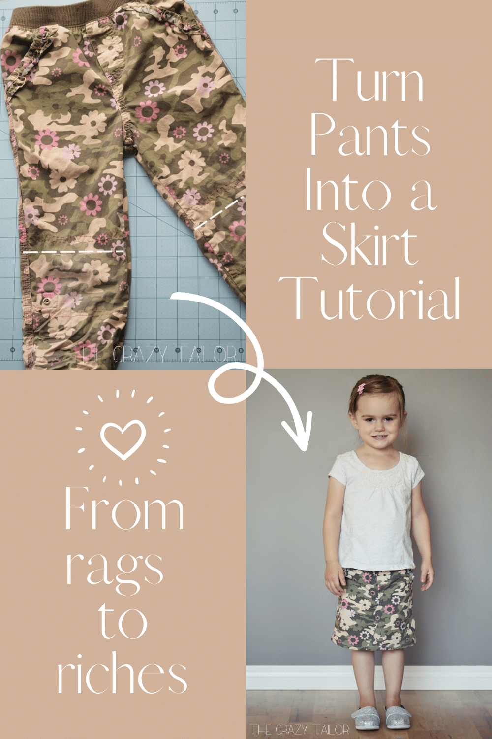 Turn Pants Into a Skirt Tutorial {From Rags to Riches}