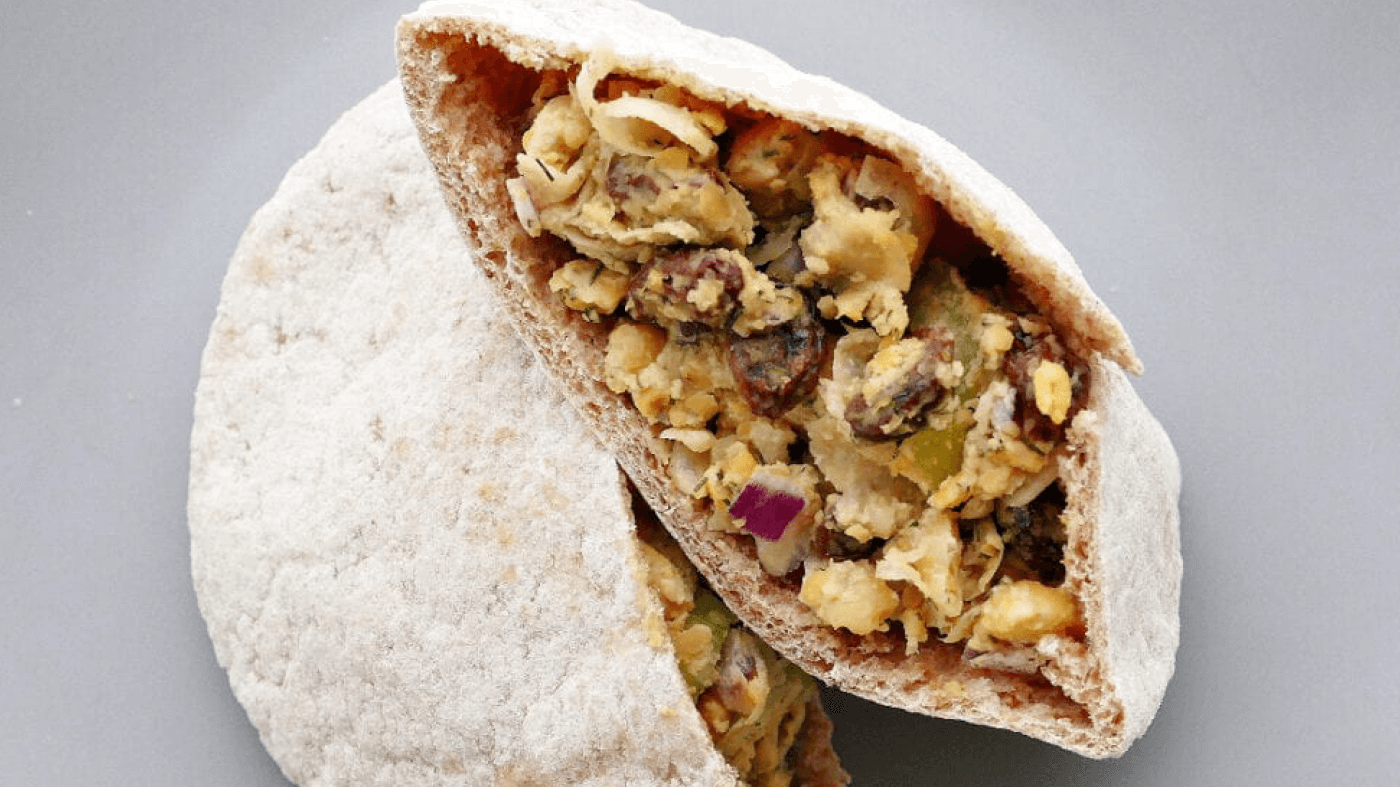 Smashed Chickpea Salad Pita Pockets Recipe