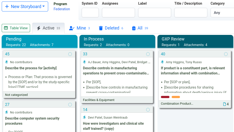 Storyboard Workflows