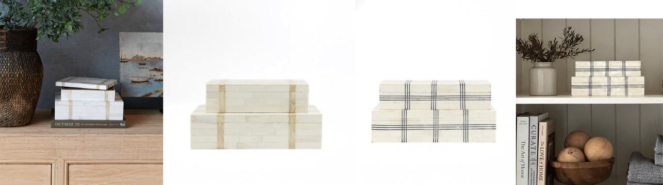 Images of styling with Oxford and Abilene Bone boxes.