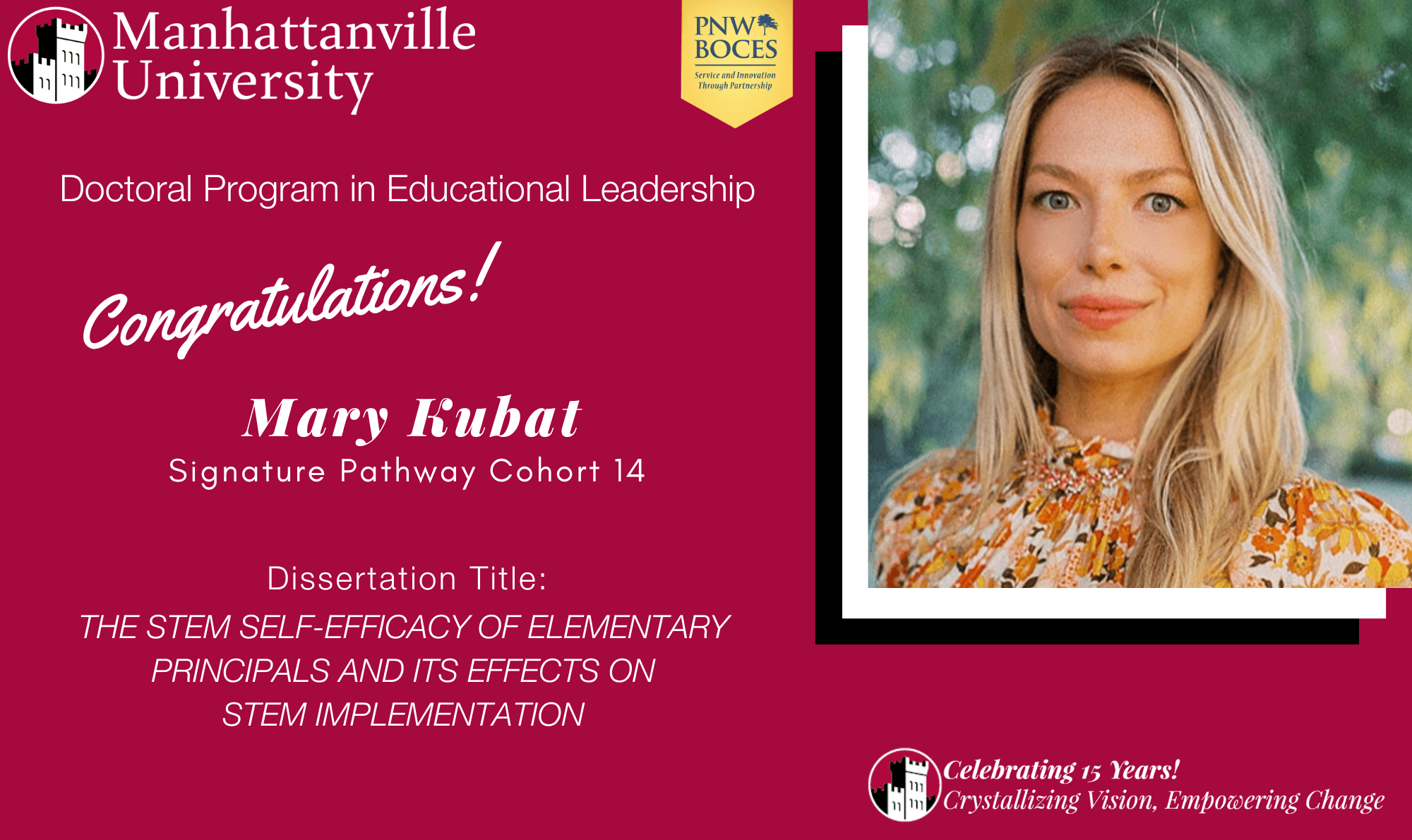 Successful Final Dissertation Defense - Congratulations to Mary Kubat!