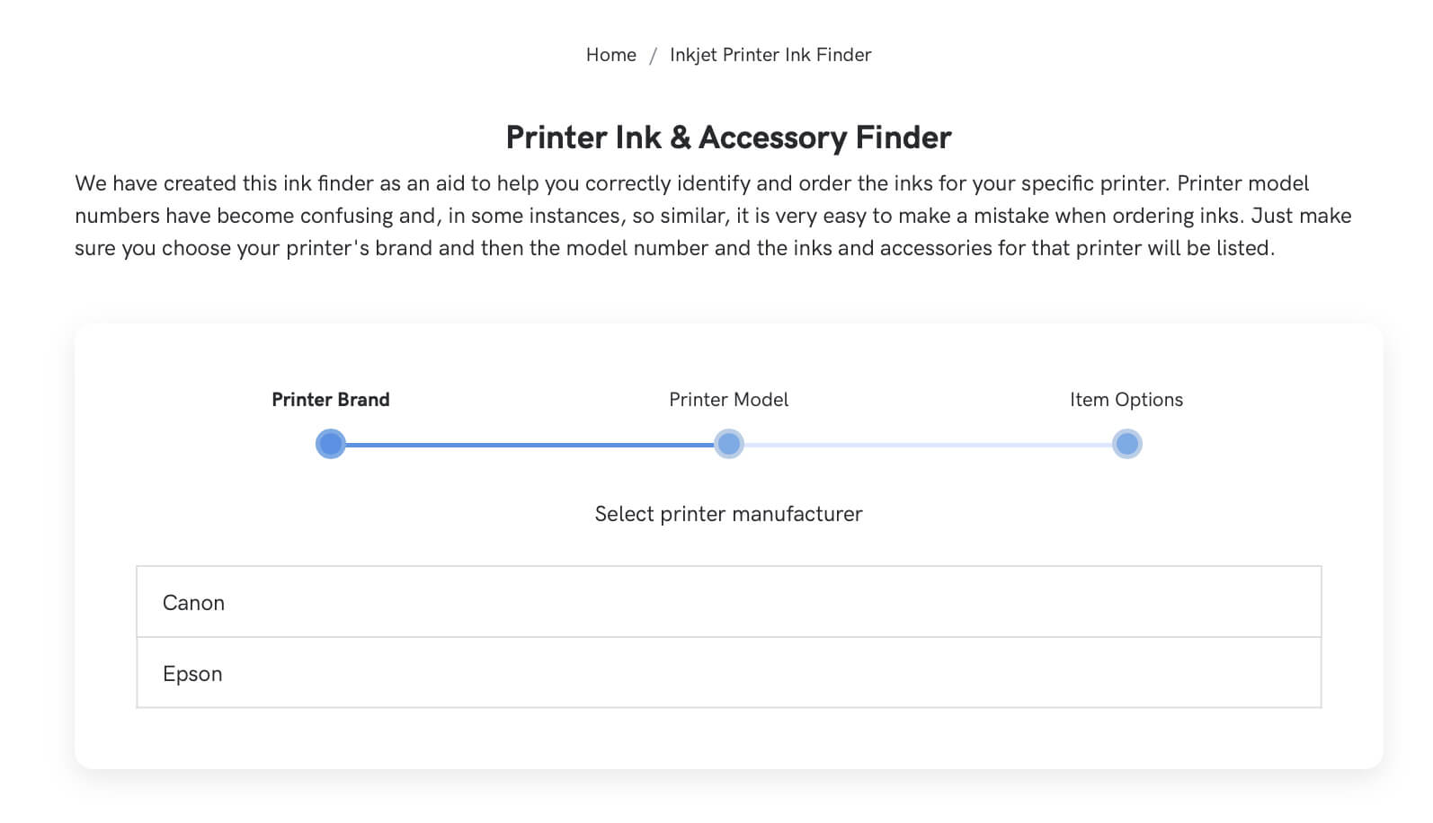 New Inkjet Printer Ink & Accessory Finder!