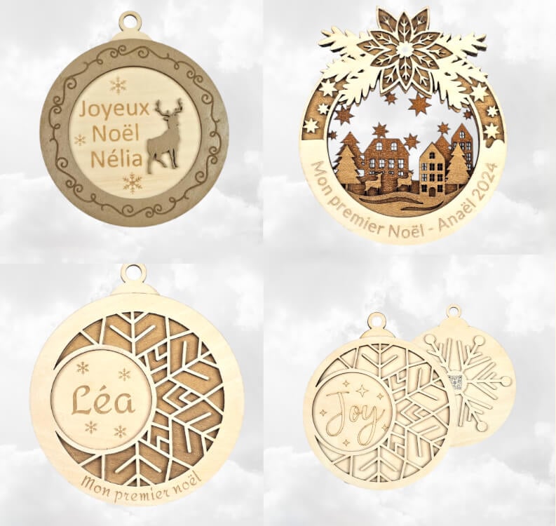 Les boules de Noël en bois personnalisées