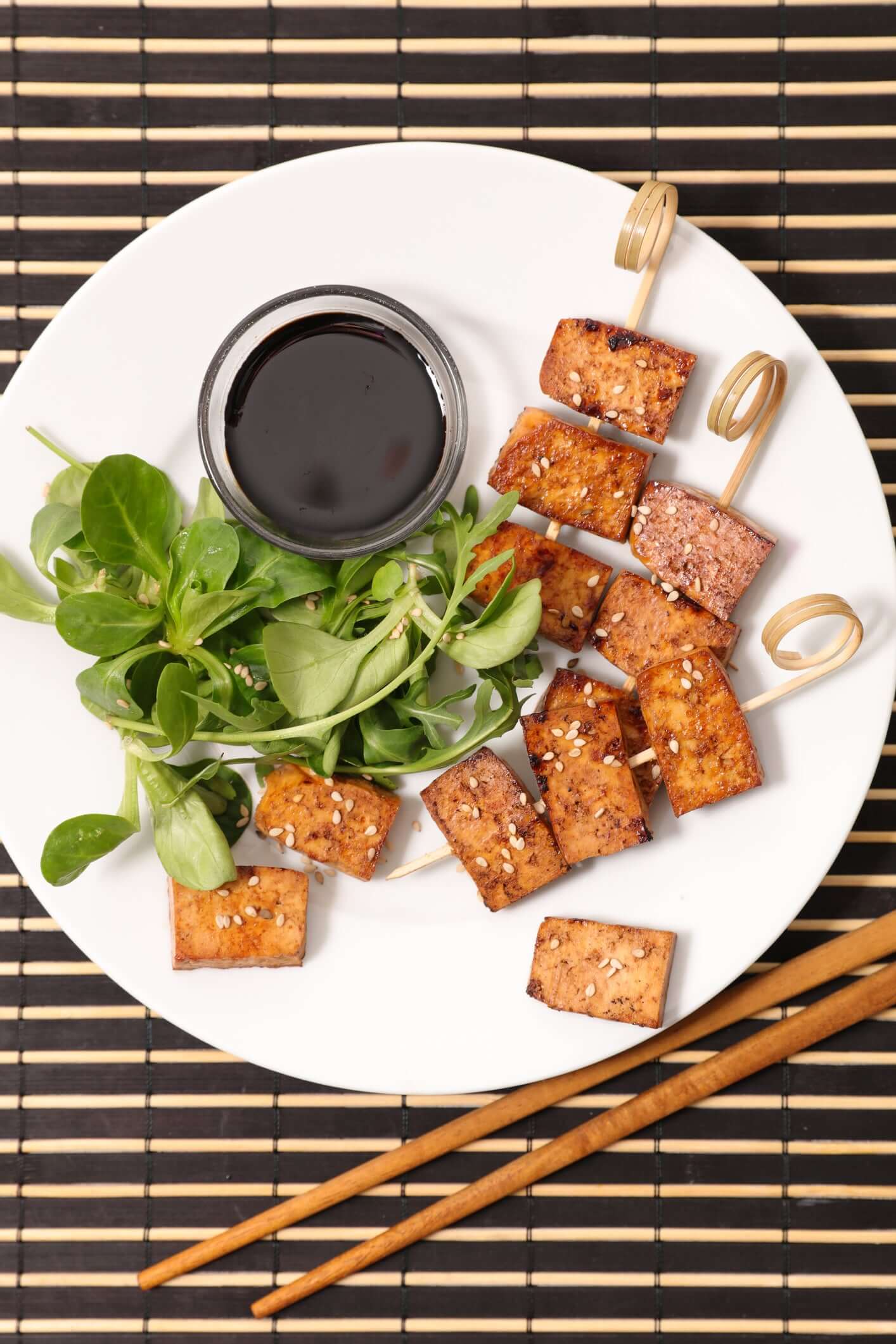 Air-Fried Vegan Teriyaki Tofu Skewers