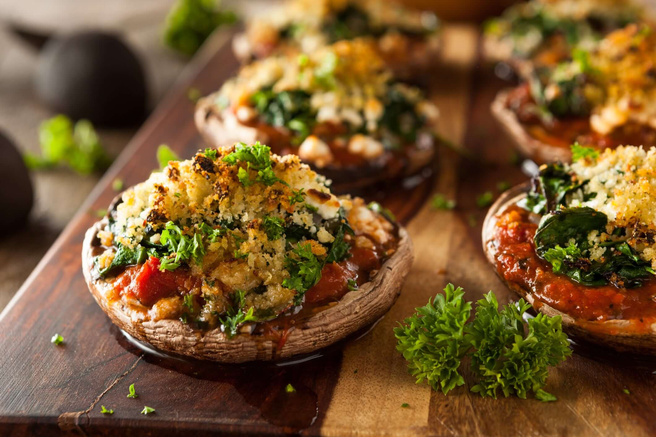 Air-Fried Stuffed Portobello Mushrooms