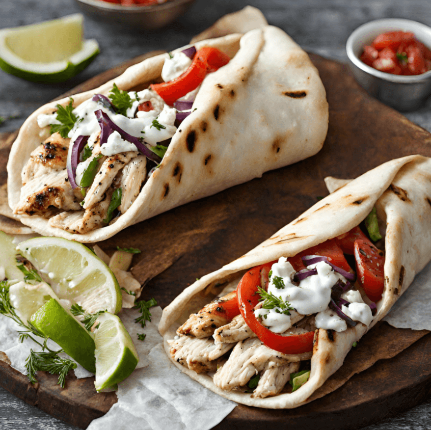 Juicy Air Fried Mediterranean Chicken Gyros