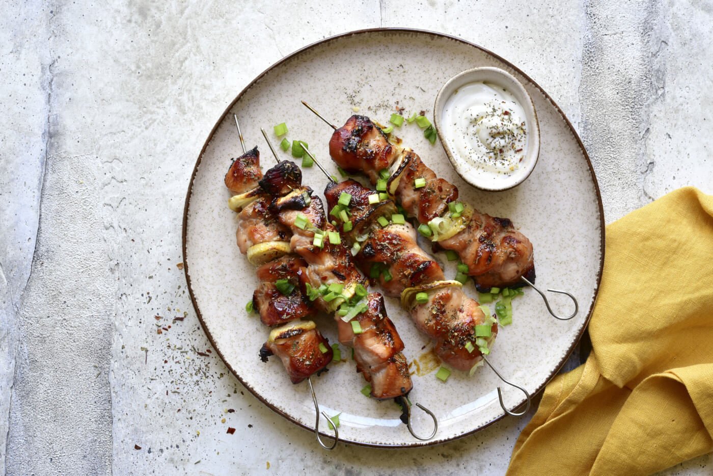 Mediterranean-Style Air-Fried Chicken Skewers