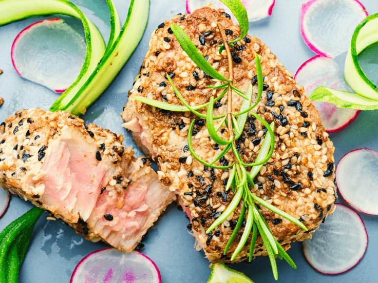 Sesame Ginger Air Fried Tuna Steaks