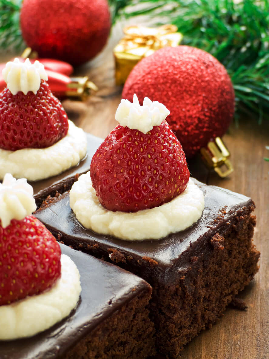 Air Fryer Santa Hat Brownie Bites