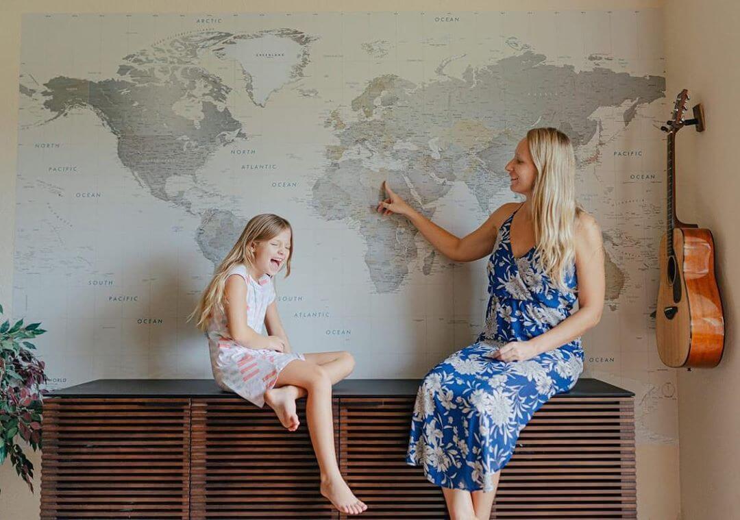 A World Map Mural Will Complete The Setting In Your Design