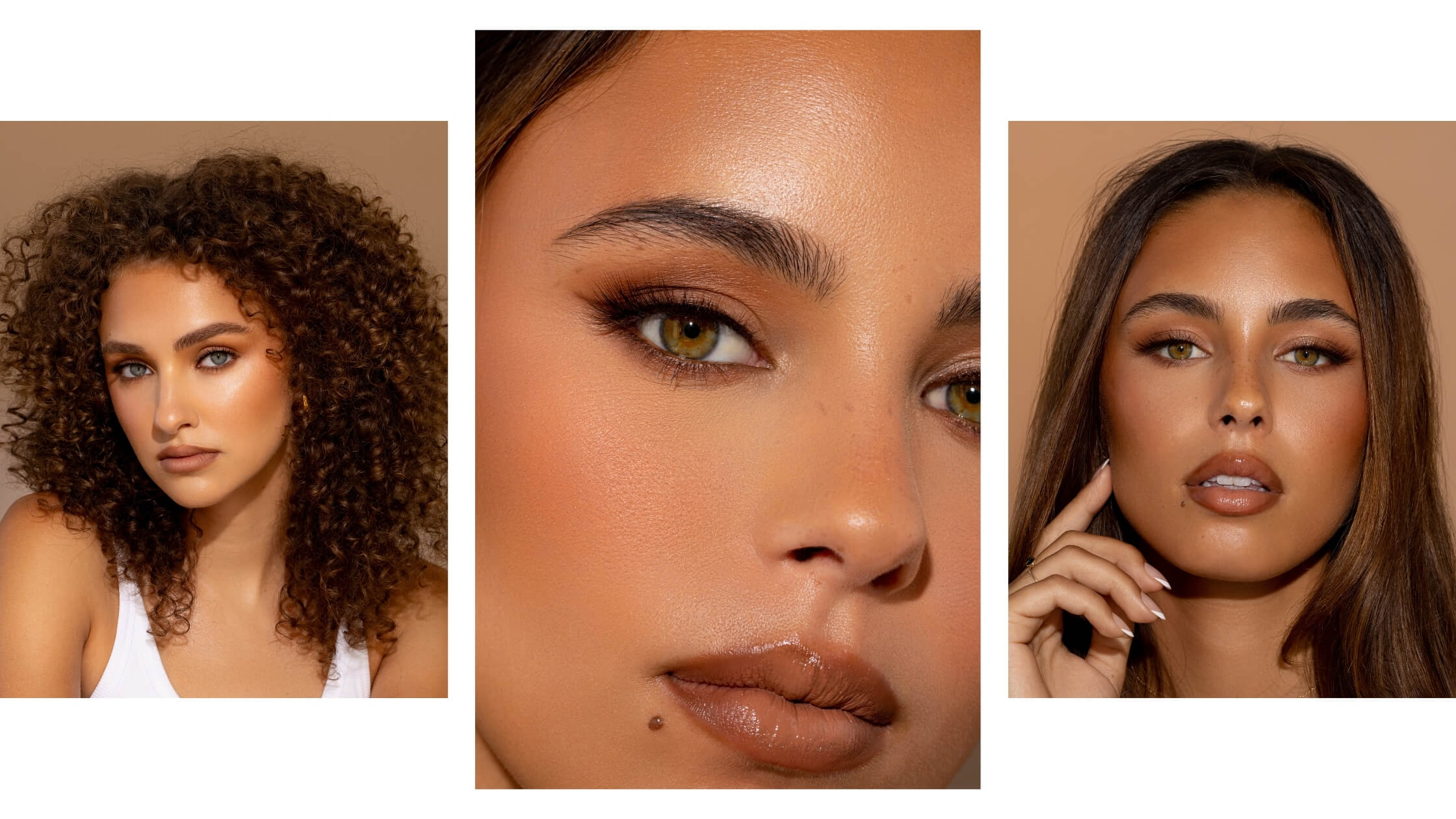 Latte style makeup - brown eyeshadow and brown blended false lashes from the Coffee Collection at House of Lashes