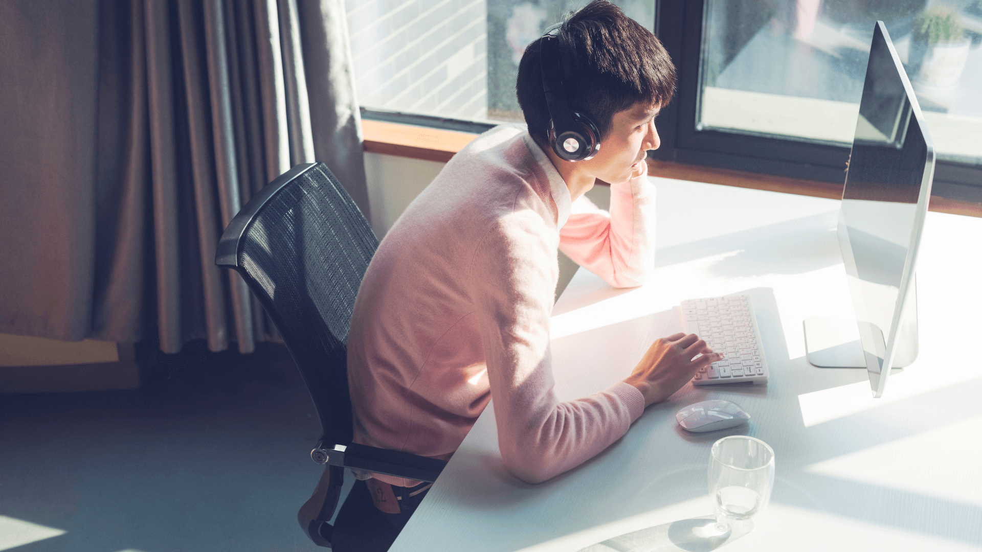 Man participating in online workplace training