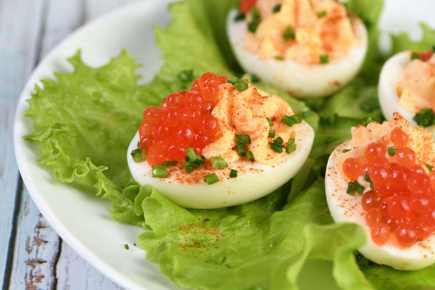 Deviled Eggs with Salmon Roe