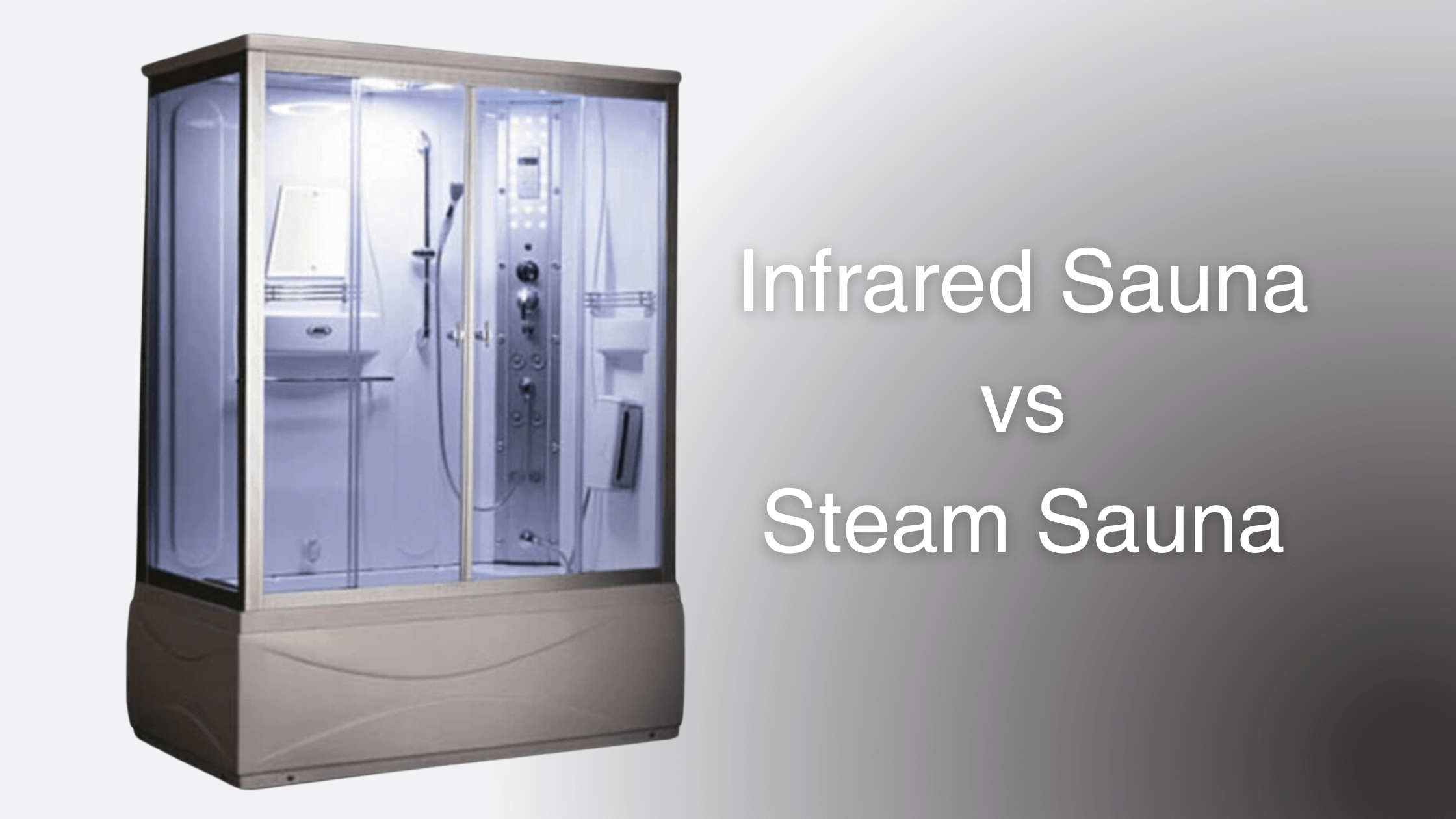 Infrared Sauna vs Steam Sauna Title on an image of the Mesa WS-905 Steam Shower With A Jetted Tub