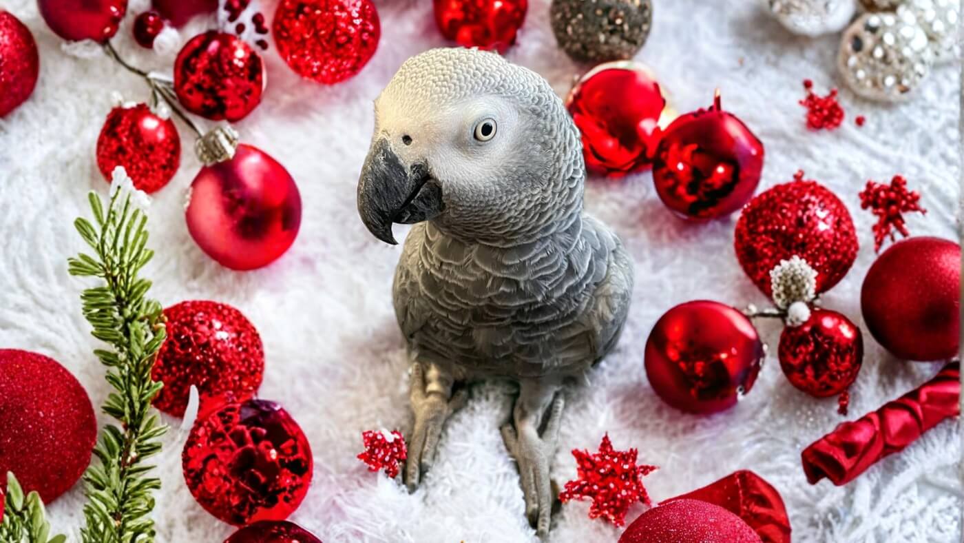 African Grey Parrot Christmas