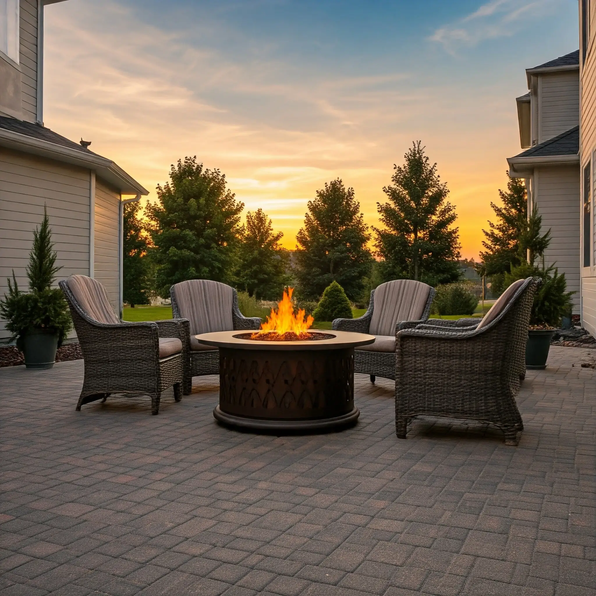 Create a Cozy Retreat with a Paver Patio and Propane Fire Pit